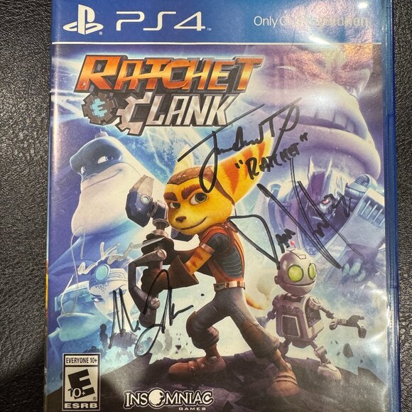 RATCHET AND CLANK PS4 SIGNED BY VOICE ACTORS JAMES ARNOLD TAYLOR AND DAVID KAYE